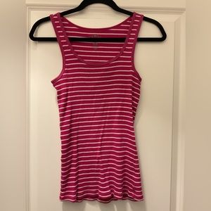 Old navy pink and white cotton tank top size medium